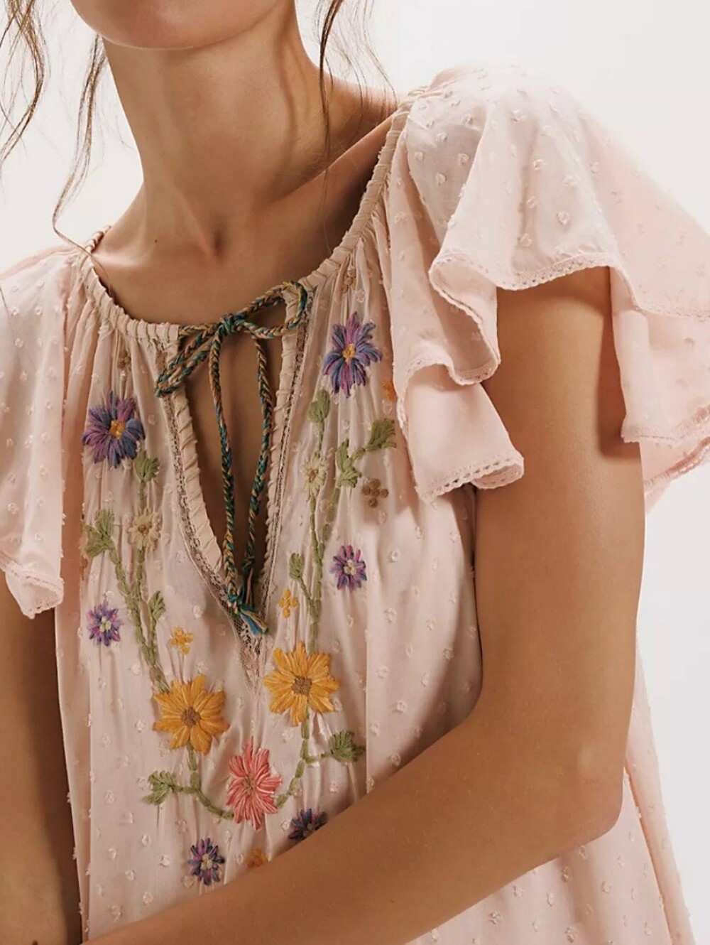 NWT Free People Bohemian Embroidered Boho Vintage Style Floral Midi Maxi Dress - Picture 3 of 7